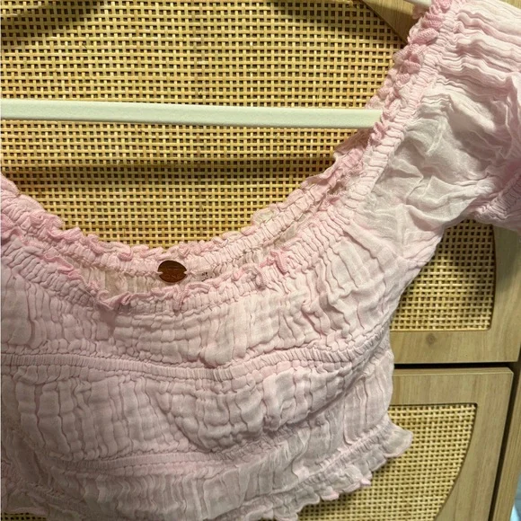 Pink Ruffled FREE PEOPLE Women's Top - Picture 2 of 3